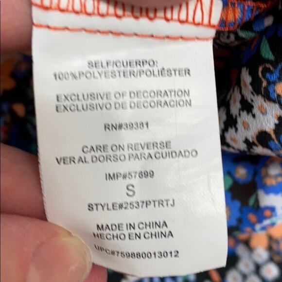 Takara Floral Peasant Tie Tassel Blouse Small - Picture 6 of 6